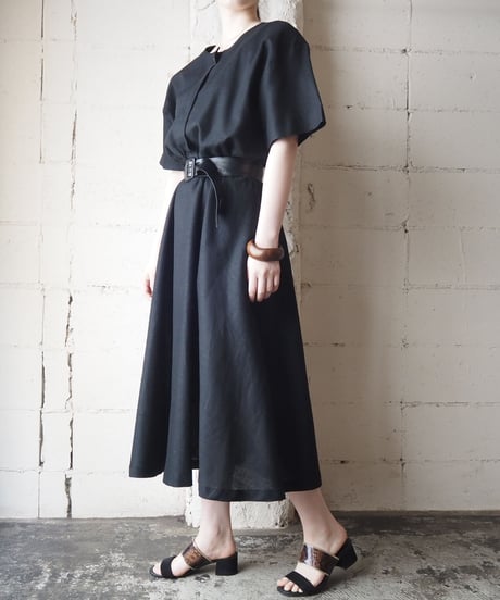 Collarless Flared Dress BK