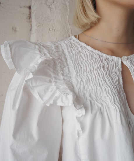 sea NEW YORK Gather Frilled Cotton Blouse WH