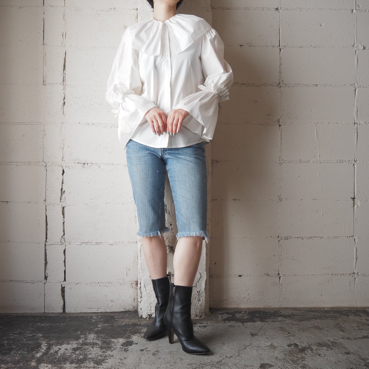 Big Collar, Cuffs White Shirt WH | Orfeo
