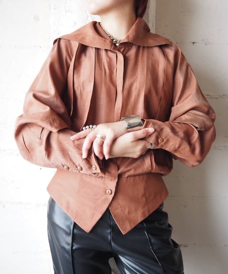Pleated Design Satin Blouse BR