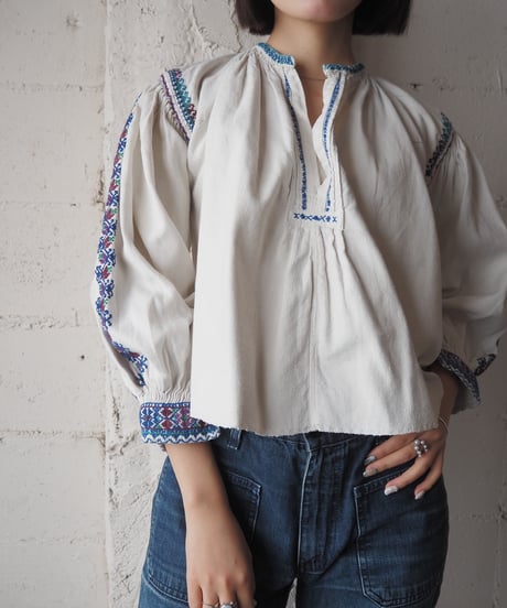 1930-40's Romania Vintage Embroidery Smock IVPURGN