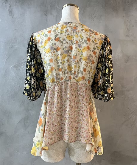 Flower Pattern Lace up Blouse IV