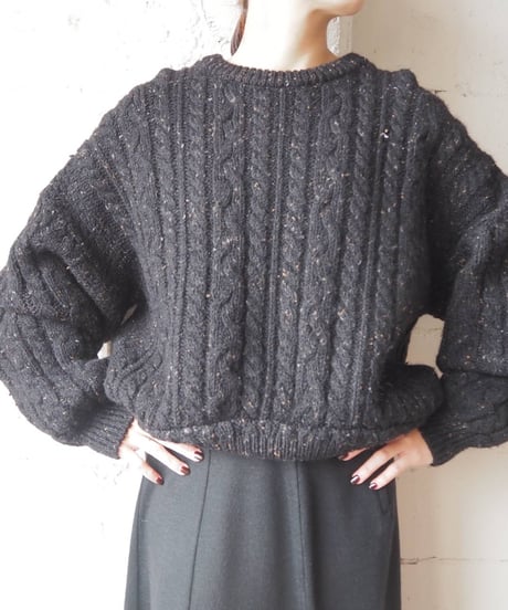 Remake Mix Yarn Cropped Knit BK