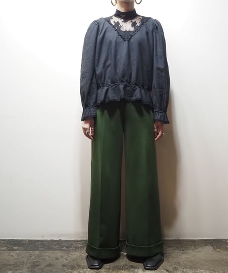 1960~70's Lace Bosom Blouse BK