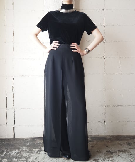 Sheer Layered Design Pants BK