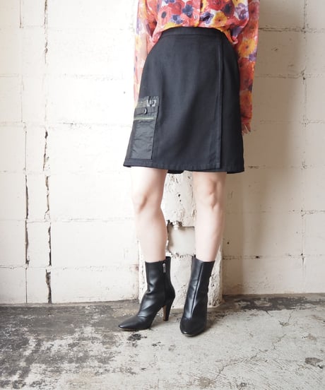 REMAKE Dutch Army Liner Pocket Skirt Shorts BK