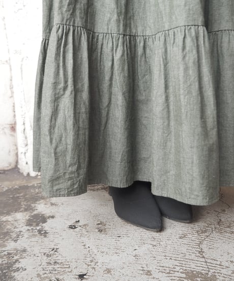 Color Denim Tiered Skirt KA