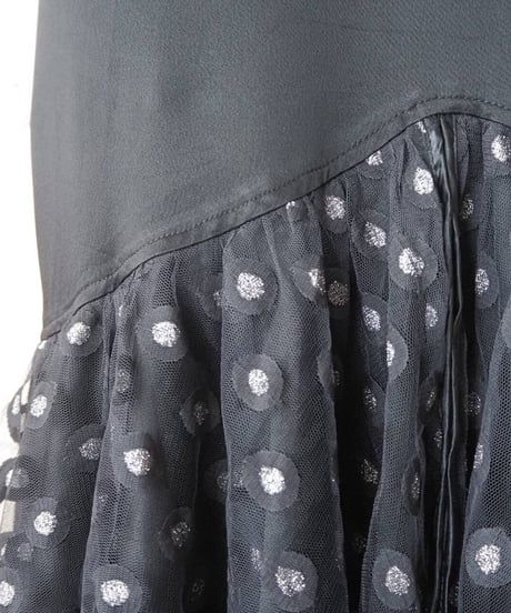 Dot Pattern Tulex Satin Mermaid Skirt BK