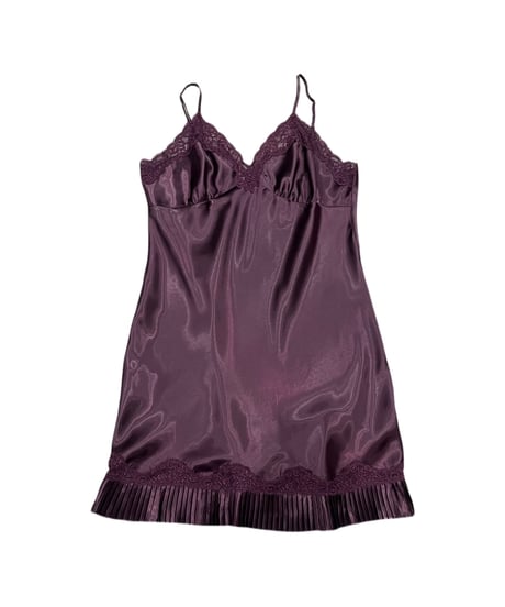 Satin Pleated Hem Lingerie Mini Dress BUR