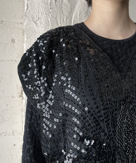 French Sleeve Sequin Tops BK