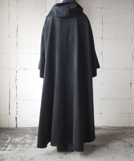 Scarf Collar Cape Coat BK