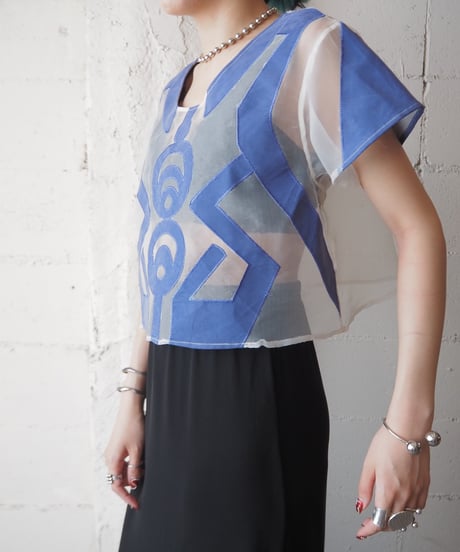 Docking Design Cropped Sheer Tops WHPUR