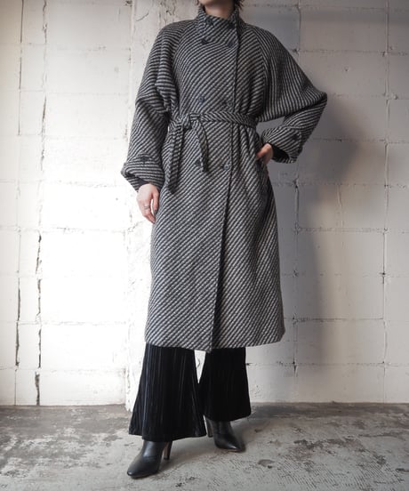 Stand Collar Tweed Coat BKGR