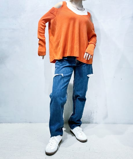 MM6 Maison Margiela Off Shoulder Rib Knit OR
