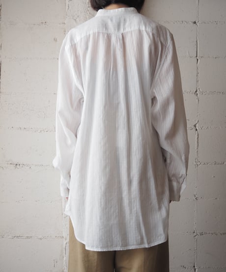 LAUREN Striped Sheer L/S Shirt WH