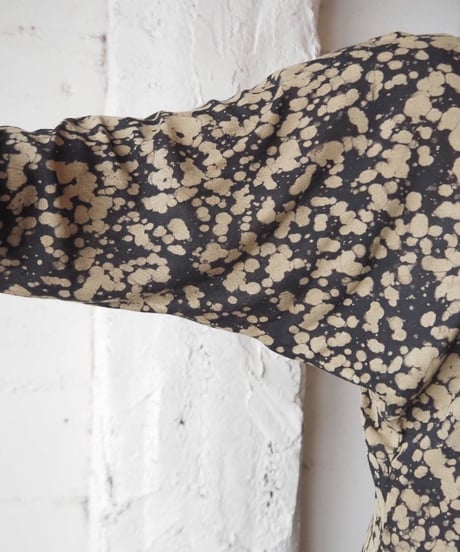 Stand Collar Pattern Cutsewn Dress BK MU