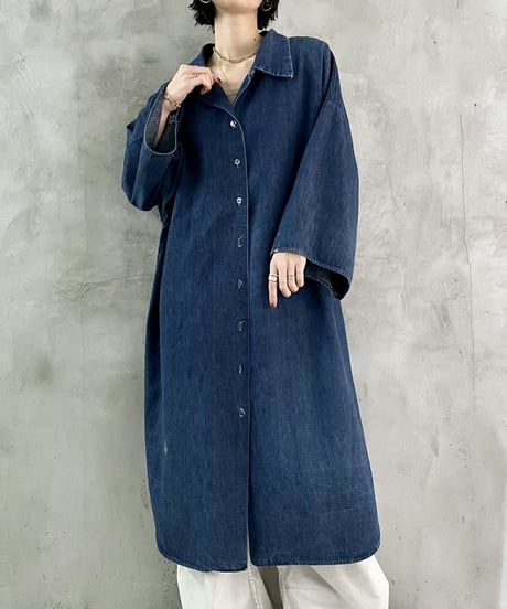 Open Collar Denim Shirt Coat BL