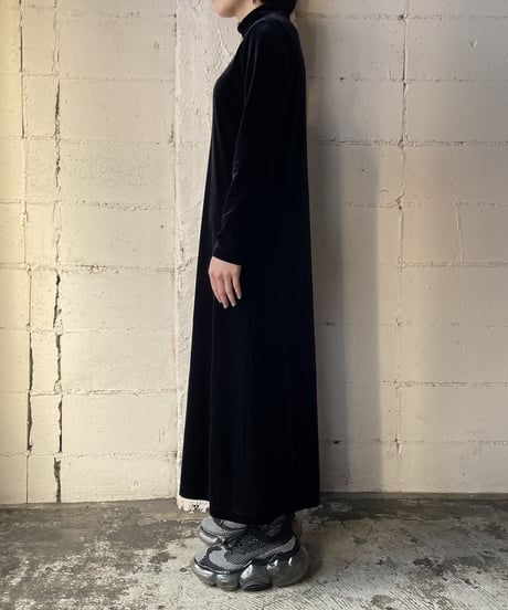 Mock Neck Veour Dress BK