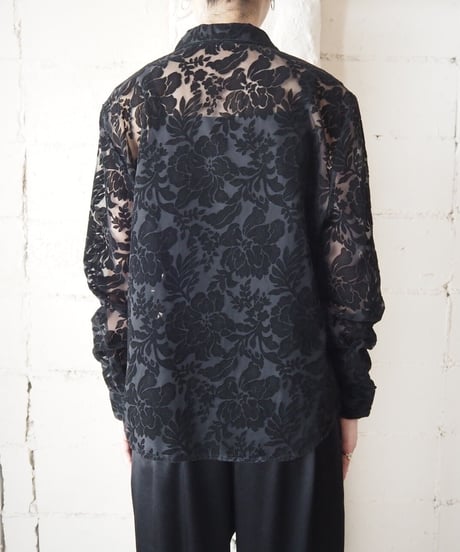 Flower Pattern Seethrough Shirt BK