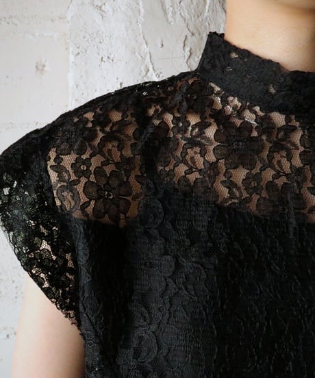 French Sleeve Lace Blouse BK