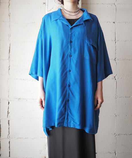 KING SIZE Rayon Open Collar Shirt BL