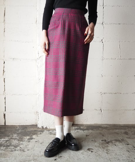 Wool Check Tight Skirt PIGR
