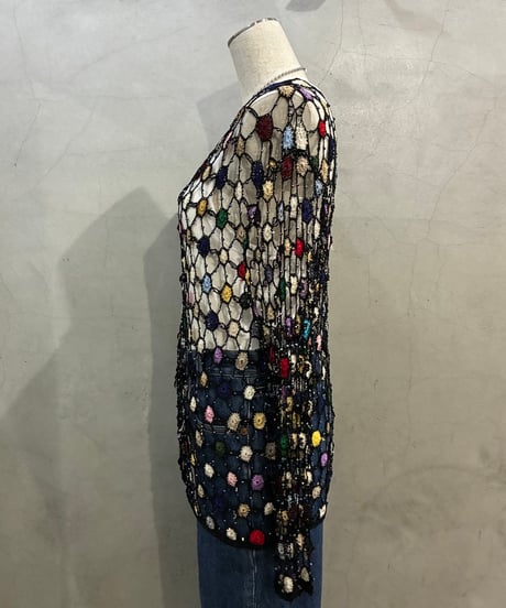 Colorful Crochet Beads Cardigan　BK