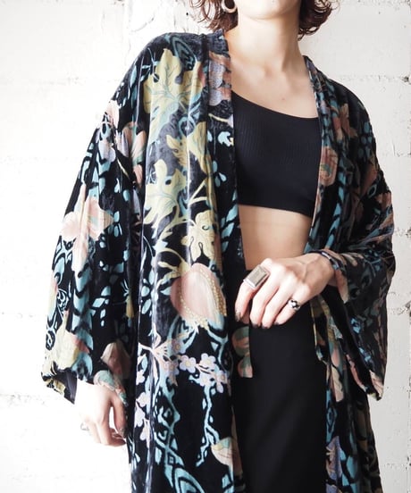 Flower Pattern Velvet Gown BKBL