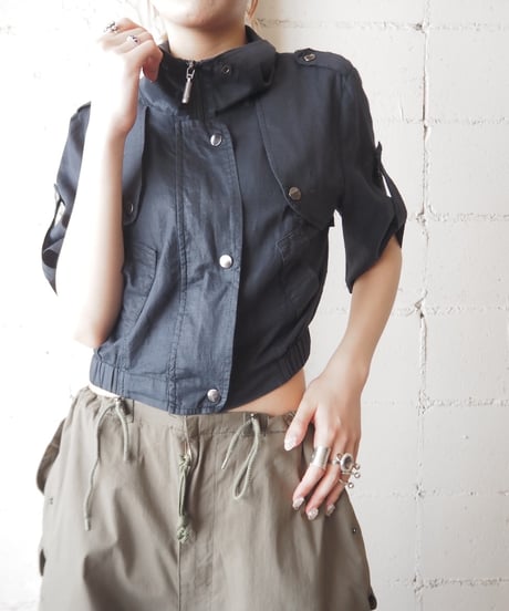 Stand Collar Zipup Shirt Jacket BK