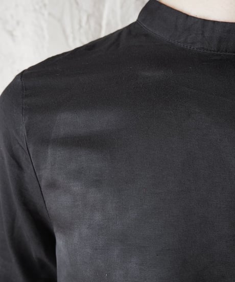 Sleeve Drawstring Stand Neck Shirt BK