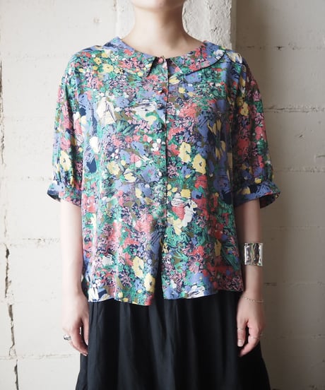 1980's EURO Flower Pattern Blouse