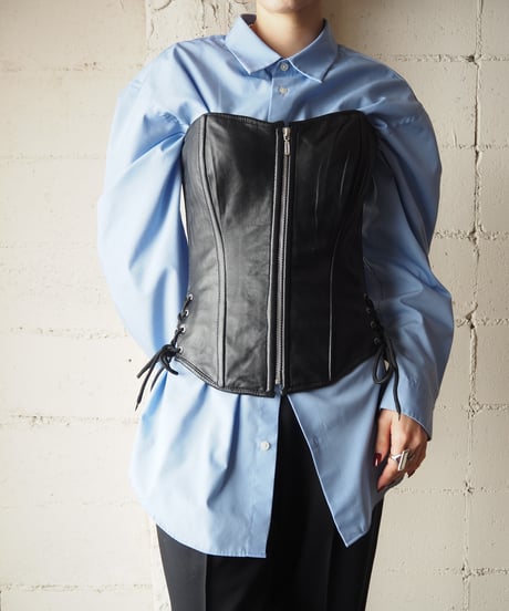 Lace Up Leather Corset BK