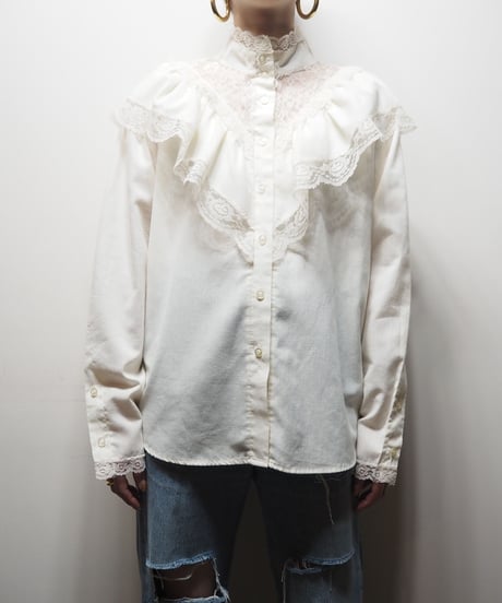 Lace Bosom Stand Collar Blouse IV