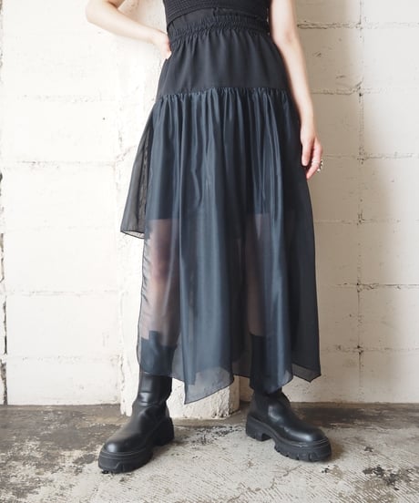 Sheer × Short Tight Layered Skirt BK