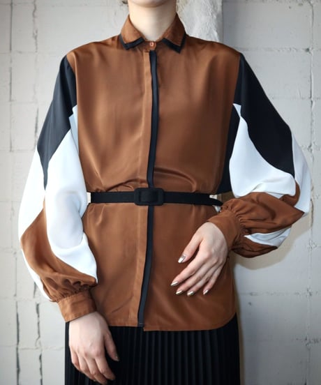Vintage Panel Design Blouse BRBK