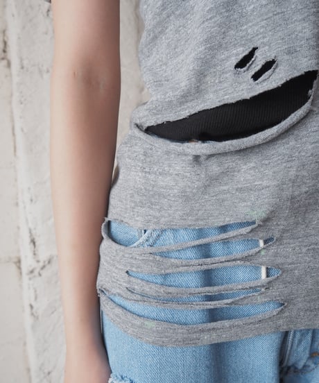 ~80's Peace Mark Crashed Tee GRY