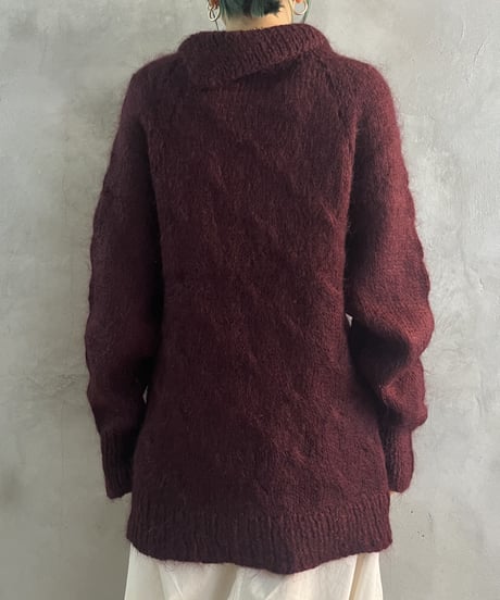 Mohair Collar Design Long Knit BUR
