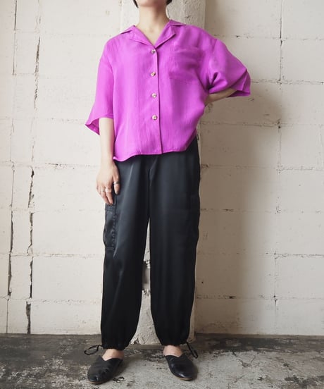 Open Collar Silk Shirt PUR