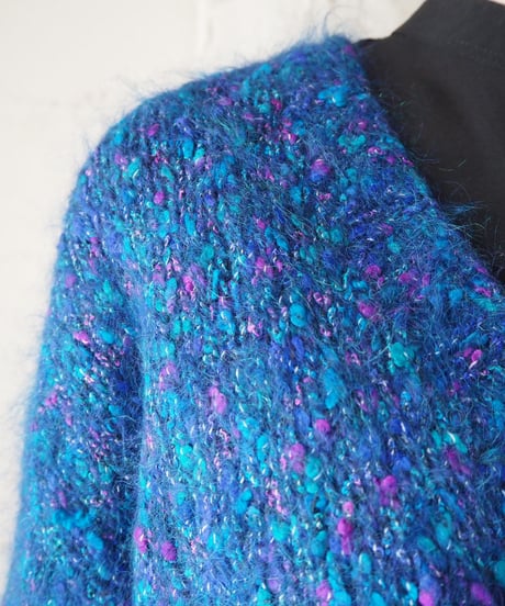 Mix Color Mohair Knit Cardigan BLPUR