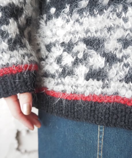 Nordic Pattern Mohair Mix Knit GRBK