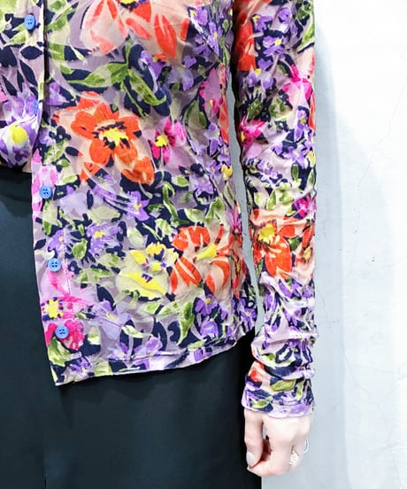Desigual  Opal Velour Flower Pattern Shirt PURGN