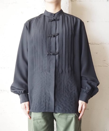 Pleated Collar China Shirts BK