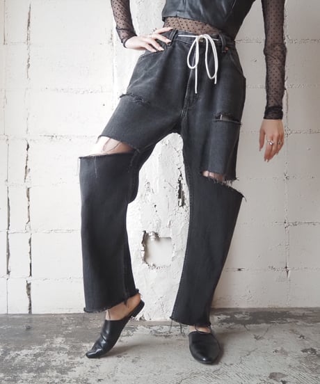 REMAKE Levi's505 Crashed Big Denim BK