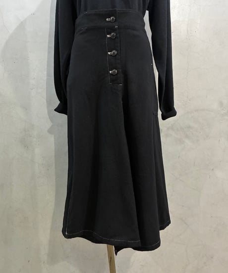 Y's Deformation Wool Skirt BK