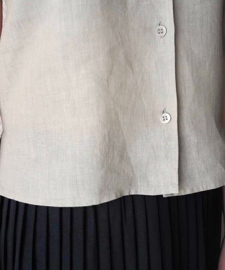 agnès b. Linen Open Collar Short Sleeve Shirt KA
