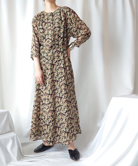 Flower Pattern Sheer Dress BKRE