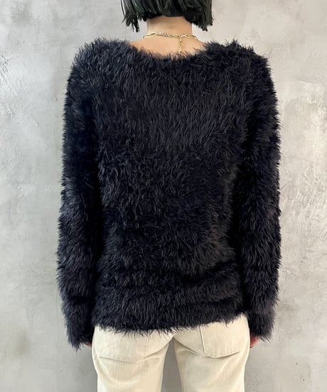 Shaggy Knit Pull Over BK