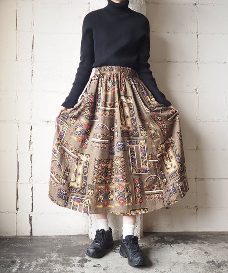 Pattern Flared Skirt BRBK