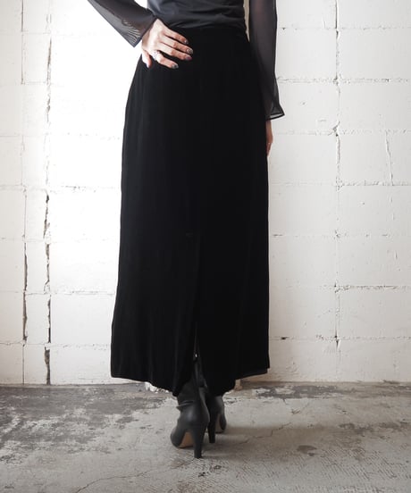 Velvet Tight Long Skirt BK