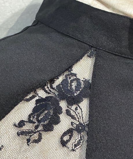 Sheer Lace Band Collar Blouse BK